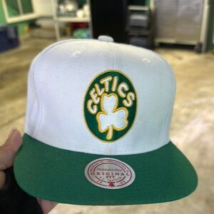 Mitchell & Ness Celtics White and Green Hat